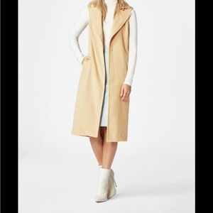 JustFab 100% Polyester Tan Long Sleeveless Waistcoat